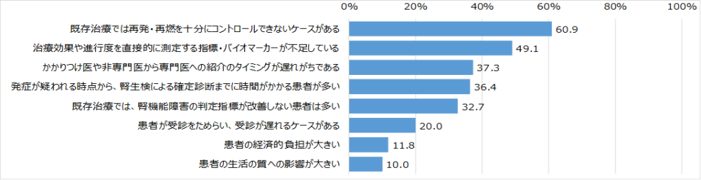 igA腎症の現行治療に対する懸念・不満　